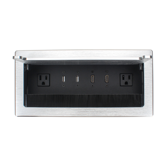High Quality Alloy Power Socket Flip Up Socket With 2 US Outlets 2USB Date and 2 HDMI
