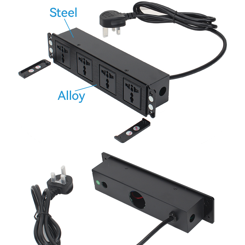 Desktop recessed In Alloy Power Socket With 4 Universal AC Outlets