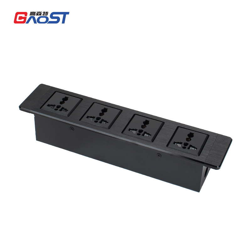 Desktop recessed In Alloy Power Socket With 4 Universal AC Outlets