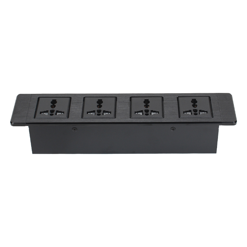 Desktop recessed In Alloy Power Socket With 4 Universal AC Outlets