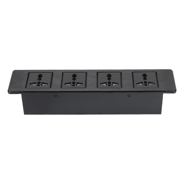 Desktop recessed In Alloy Power Socket With 4 Universal AC Outlets