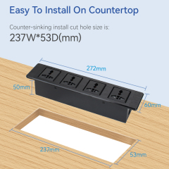 Desktop recessed In Alloy Power Socket With 4 Universal AC Outlets