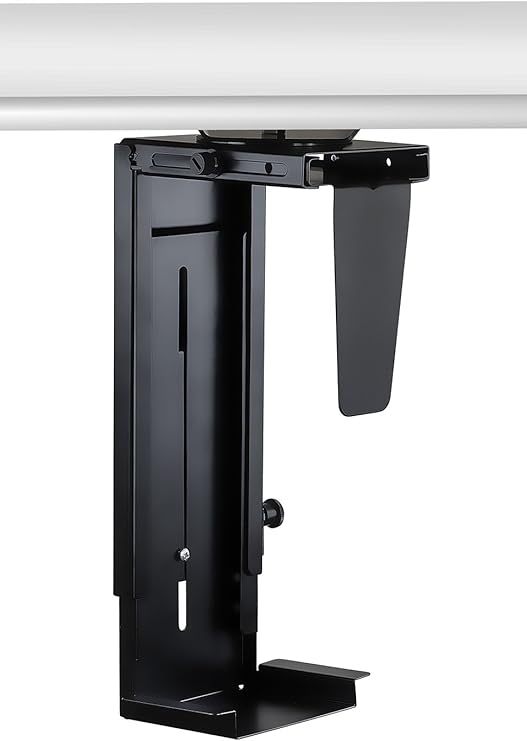 CPU Under Desk Mount Bracket - Computer Tower Wall and Under Counter Holder, 360 Degree Swivel Adjustable Height and Width Wall-Mountable