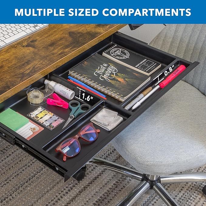 Under Desk Storage - Deep Under Desk Drawer Organizer - Slide Out Standing Desk Drawer Attachment - 25.8" Width Under Desk Storage