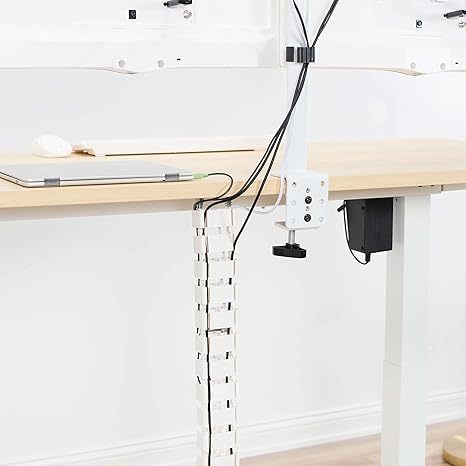 Cable Management Kit for Desk, Adjustable Quad Entry Wire Organizer, Cord Protection Cover, Flexible Spine Cable Raceway for Home Office Sit Stand Workstation