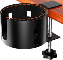 Upgraded Large Desk Cup Holder Clamp, OOKUU Anti-Spill Table Cup Holder, Metal Office & PC Gaming Desk Accessories, Compatible with Universal Cup, Bottles, Pencil Holder