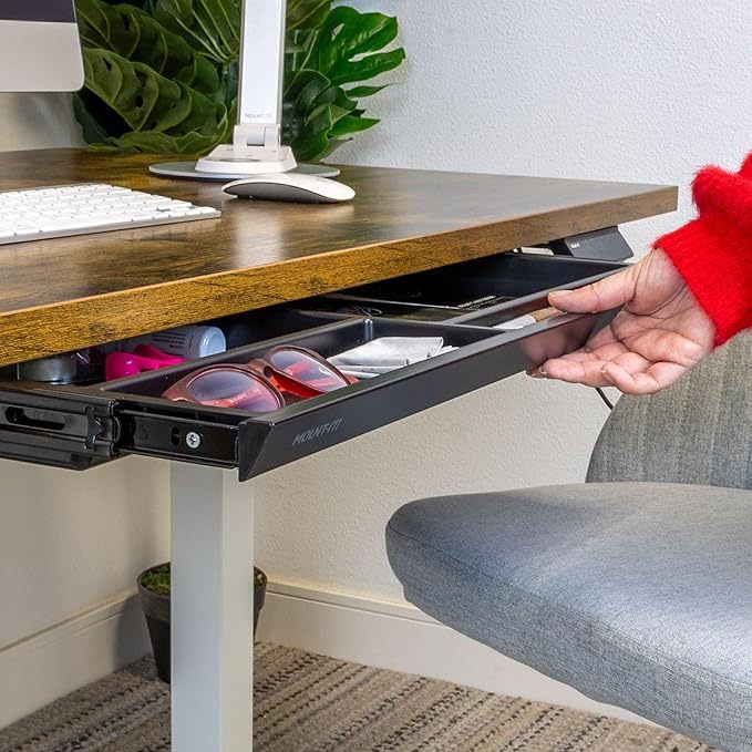 Under Desk Storage - Deep Under Desk Drawer Organizer - Slide Out Standing Desk Drawer Attachment - 25.8" Width Under Desk Storage