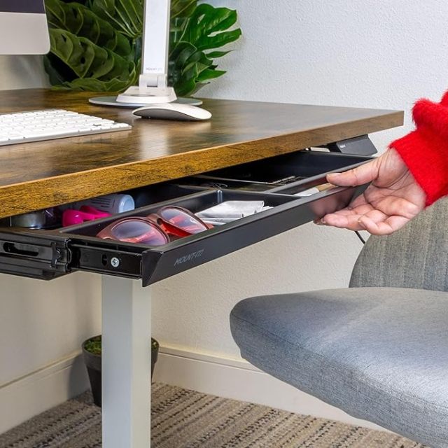 Under Desk Storage - Deep Under Desk Drawer Organizer - Slide Out Standing Desk Drawer Attachment - 25.8" Width Under Desk Storage