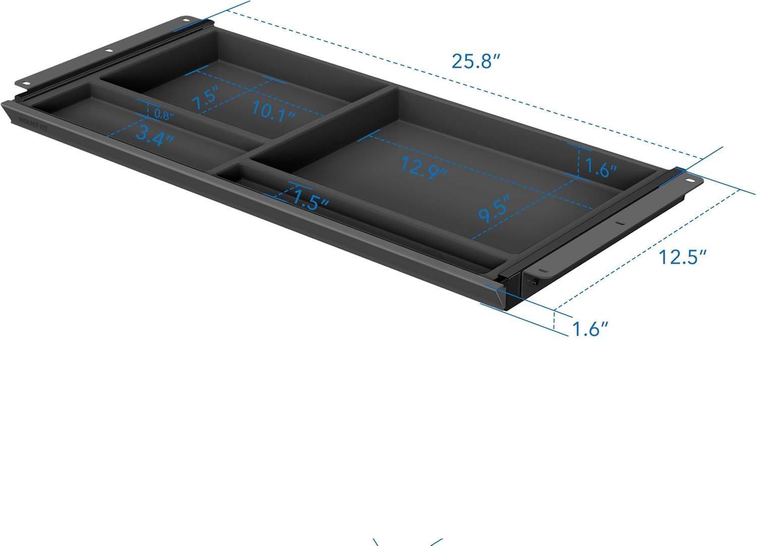 Under Desk Storage - Deep Under Desk Drawer Organizer - Slide Out Standing Desk Drawer Attachment - 25.8" Width Under Desk Storage
