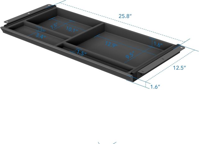Under Desk Storage - Deep Under Desk Drawer Organizer - Slide Out Standing Desk Drawer Attachment - 25.8" Width Under Desk Storage
