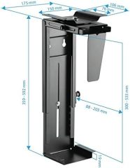 CPU Under Desk Mount Bracket - Computer Tower Wall and Under Counter Holder, 360 Degree Swivel Adjustable Height and Width Wall-Mountable