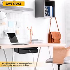 Under Desk Drawer , Under Desk Pull Out Drawer with Lock and Keys,, Storage Organizer for Workbench with Drawers