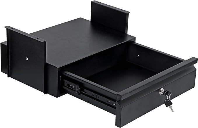 Under Desk Drawer , Under Desk Pull Out Drawer with Lock and Keys,, Storage Organizer for Workbench with Drawers