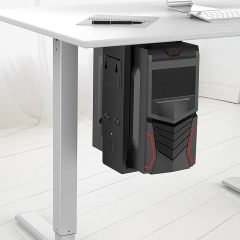 CPU Under Desk Mount Bracket - Computer Tower Wall and Under Counter Holder, 360 Degree Swivel Adjustable Height and Width Wall-Mountable