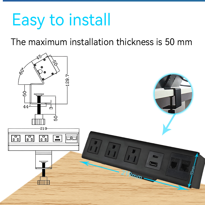 Desktop Clamp Power Socket,US Socket,Clamp Socket For Stand Up Desk