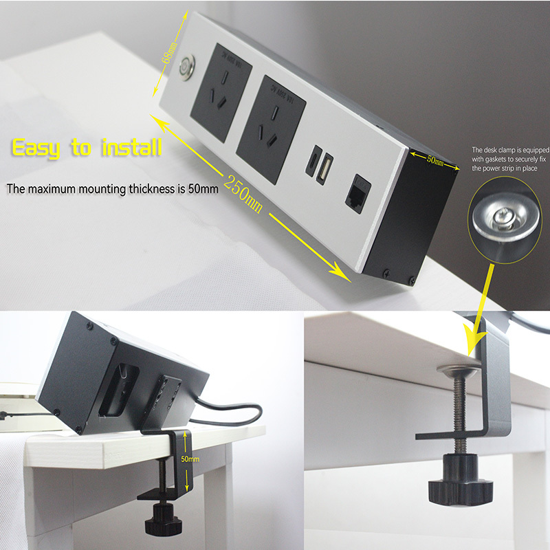 Desktop Clamp Power Socket，Stand Up Desk Power Socket