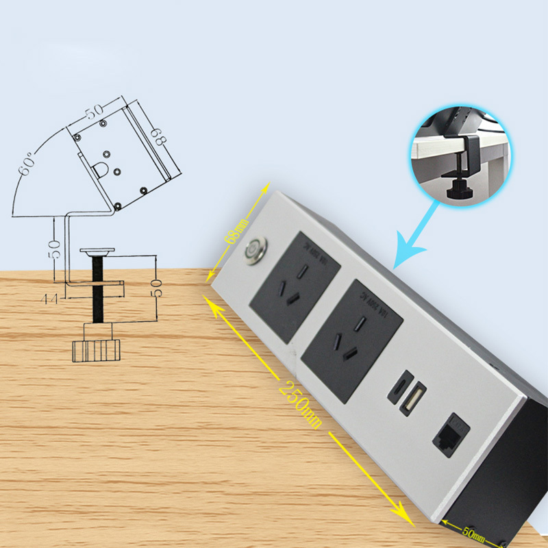 Desktop Clamp Power Socket，Stand Up Desk Power Socket
