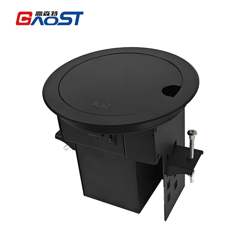 Multifunctional Desktop Round Power Socket，Alloy Socket,1 AC Outlet+USB-A&C Charging+HDMI+Type-C+USB 3.0+Network