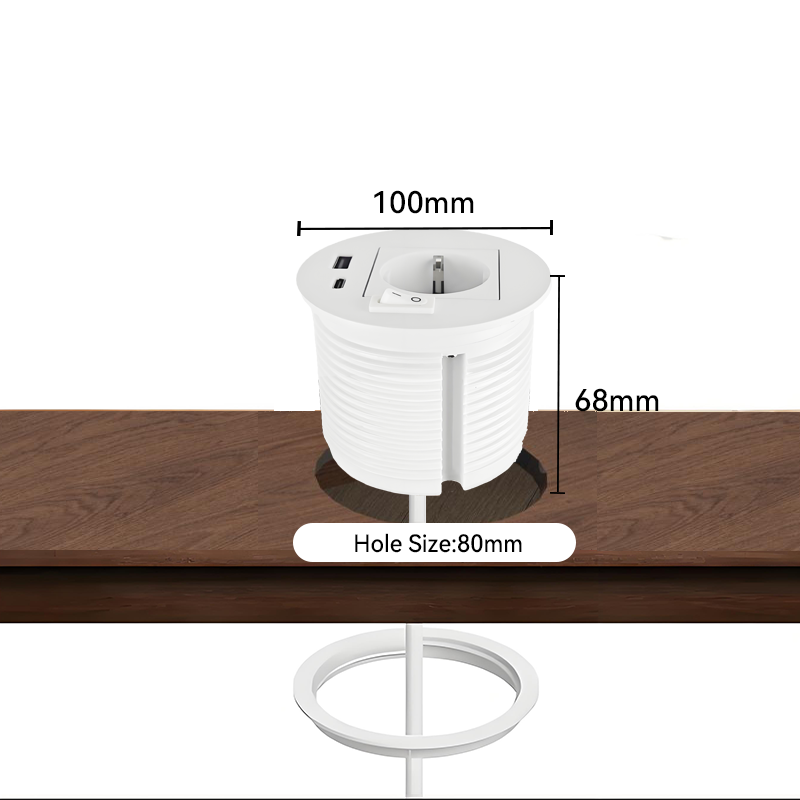 Round Power Grommet With LED Strip,Power Socket With Atmosphere Lights