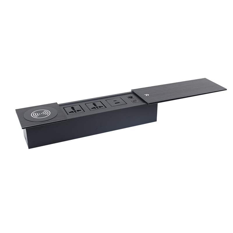 Modular Sliding Power Socket With Wireless Charger，Hidden Conference Table Qi Wireless Desktop Charger