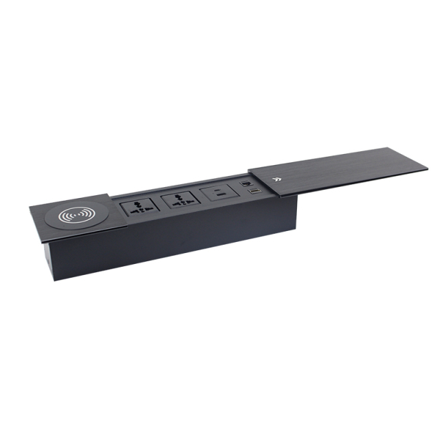 Modular Sliding Power Socket With Wireless Charger，Hidden Conference Table Qi Wireless Desktop Charger