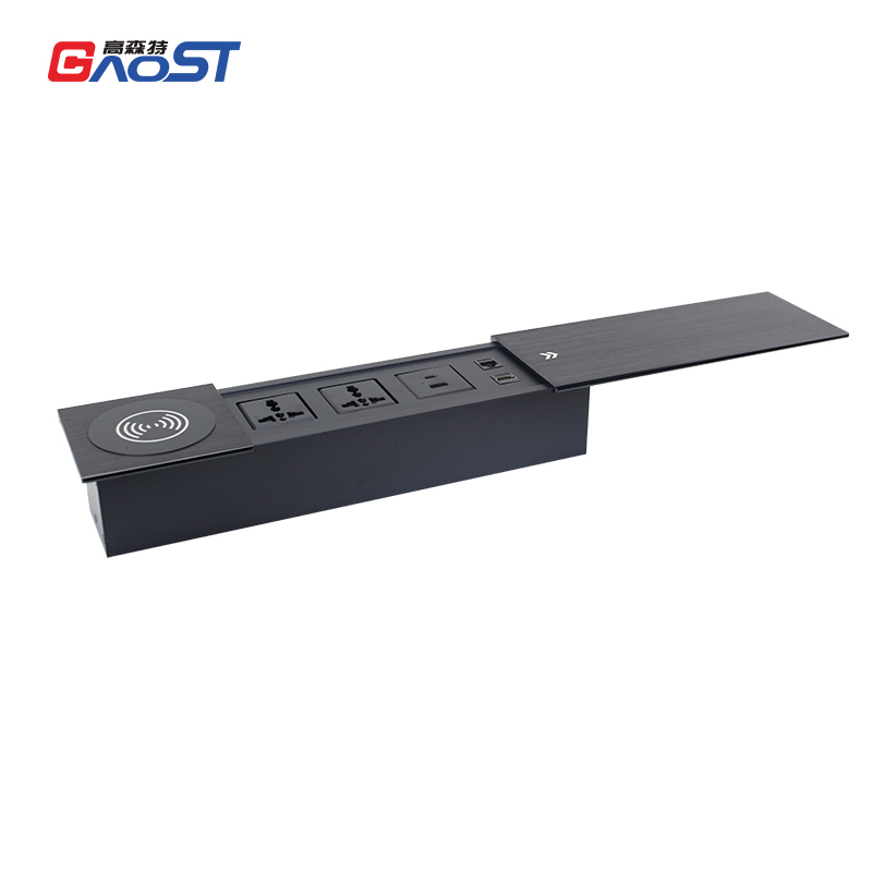 Modular Sliding Power Socket With Wireless Charger，Hidden Conference Table Qi Wireless Desktop Charger