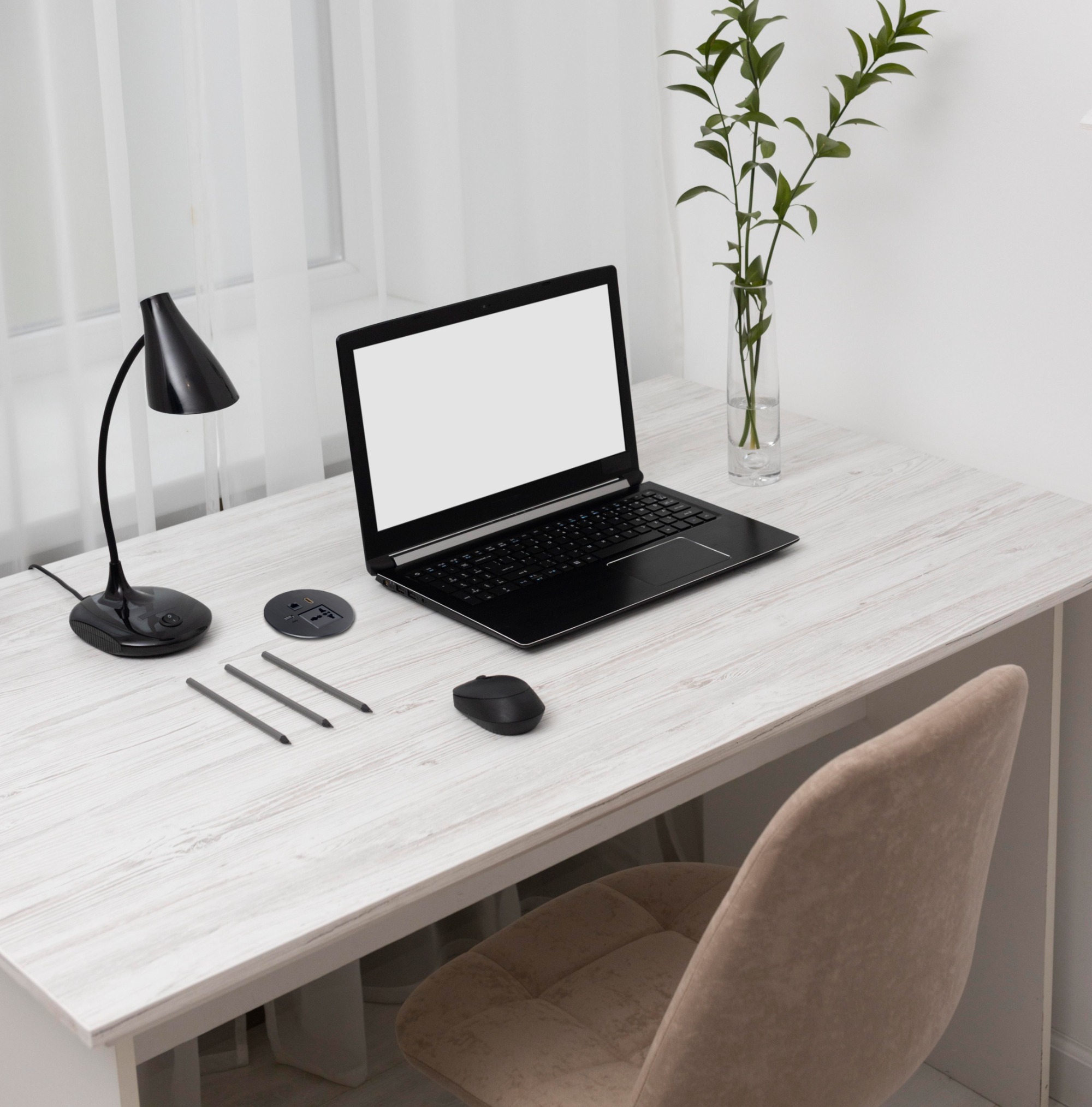 Desktop Round Power Grommet,Alloy rounnd grommet with universal outlet USB-A&C Charging HDMI and CAT6