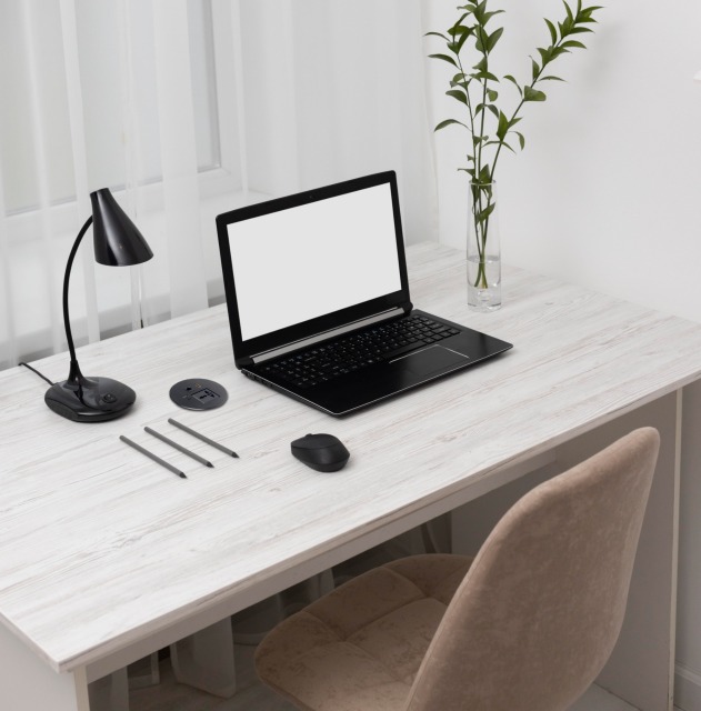 Desktop Round Power Grommet,Alloy rounnd grommet with universal outlet USB-A&C Charging HDMI and CAT6