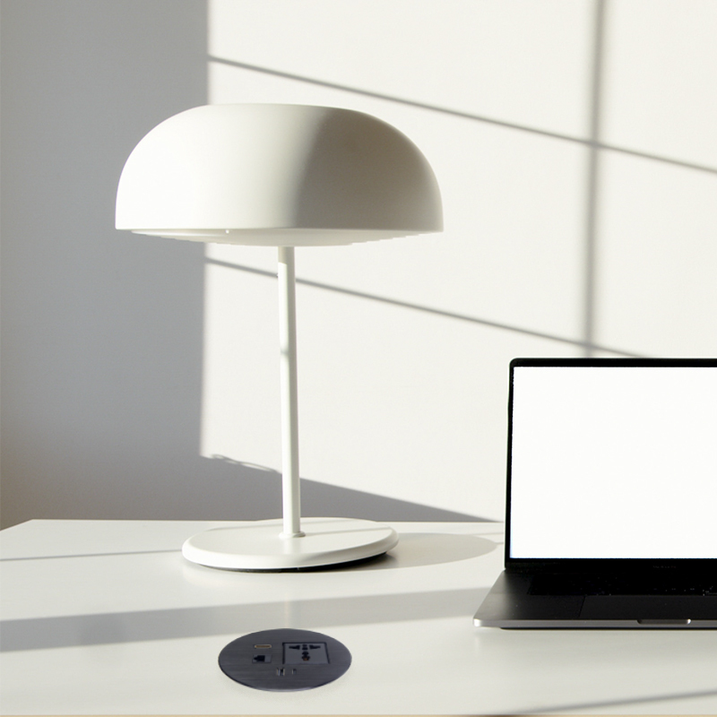 Desktop Round Power Grommet,Alloy rounnd grommet with universal outlet USB-A&C Charging HDMI and CAT6