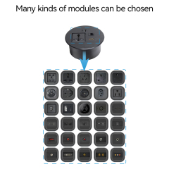 Desktop Round Power Grommet,Alloy rounnd grommet with universal outlet USB-A&C Charging HDMI and CAT6