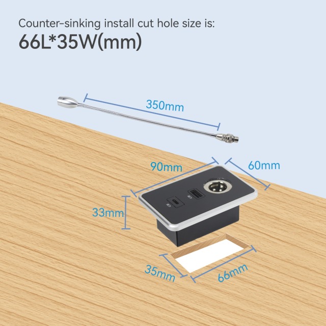 Sofa Reading lamp with USB Charging ,4 Brightness Level Touching Control