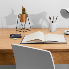 Round Power Grommet With Wireless Charging Lid，1 EU Outlet+30W A+C Charging+15W QI Fast Charging