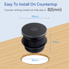 Round Power Grommet With Wireless Charging Lid，1 French Outlet+30W A+C Charging+15W QI Fast Charging