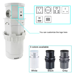 Automatic Pop Up Outlet, 4.33 inch/110mm hole Pop Up Outlet for Countertop with 15W Wireless Charger 3 AC Plug 10W USB-A 1 USB-C Hidden Outlet 5 FT/1.5m Cord for for Kitchen/Home/Office