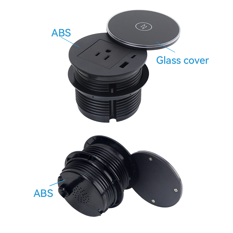 UL certified desk grommet 1 US Outlet+30W A+C Charging+15W QI Charging