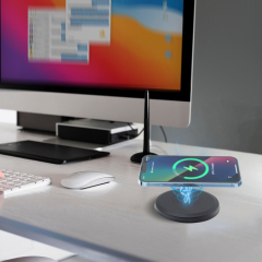 Round Power Grommet With Wireless Charging Lid，1 EU Outlet+30W A+C Charging+15W QI Fast Charging