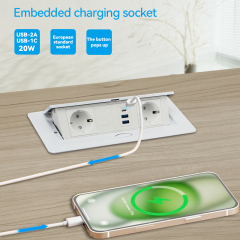 Pop Up Power Socket For Table,EU Socket With PD20W USB Charging