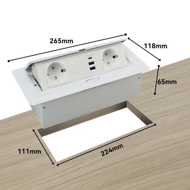 Pop Up Power Socket For Table,EU Socket With PD20W USB Charging