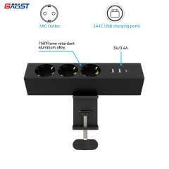 Desktop Clamp Power Strip with USB C,Aluminum Alloy Desk Clamp Power Strip with 3 Outlets, PD20W USB charging with 1.8meter power Cord