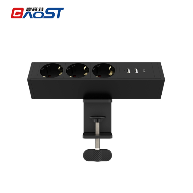Desktop Clamp Power Strip with USB C,Aluminum Alloy Desk Clamp Power Strip with 3 Outlets, PD20W USB charging with 1.8meter power Cord