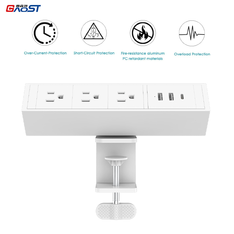 Desktop Clamp Power Strip with USB C,Aluminum Alloy Desk Clamp Power Strip with 3 Outlets, PD20W USB charging with 1.8Meter Cord