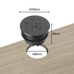 Round Desk power outlet UL certified alloy material PD20W charging 80mm hole safe power cord