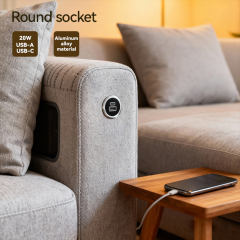 Sofa usb charger recessed couch charger 20W alloy housing shiny surface