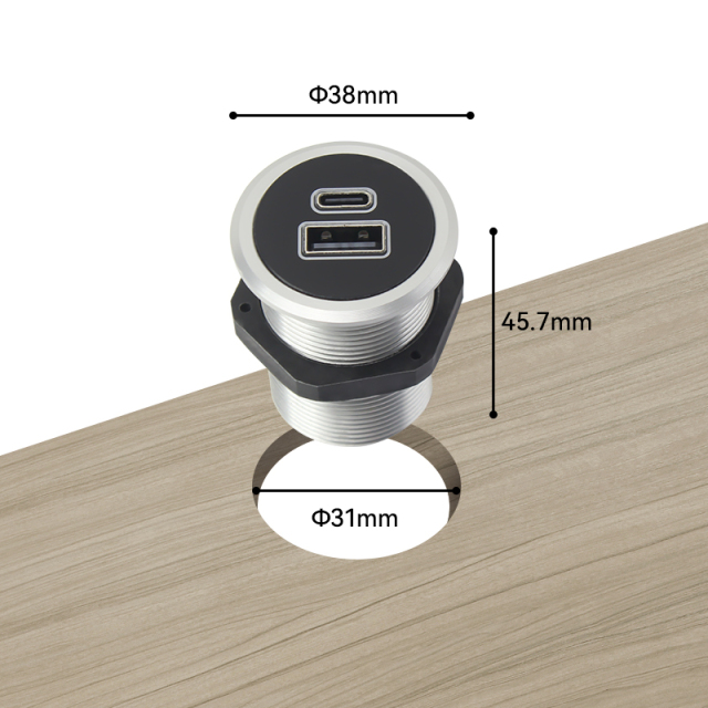 Sofa usb charger recessed couch charger 20W alloy housing shiny surface