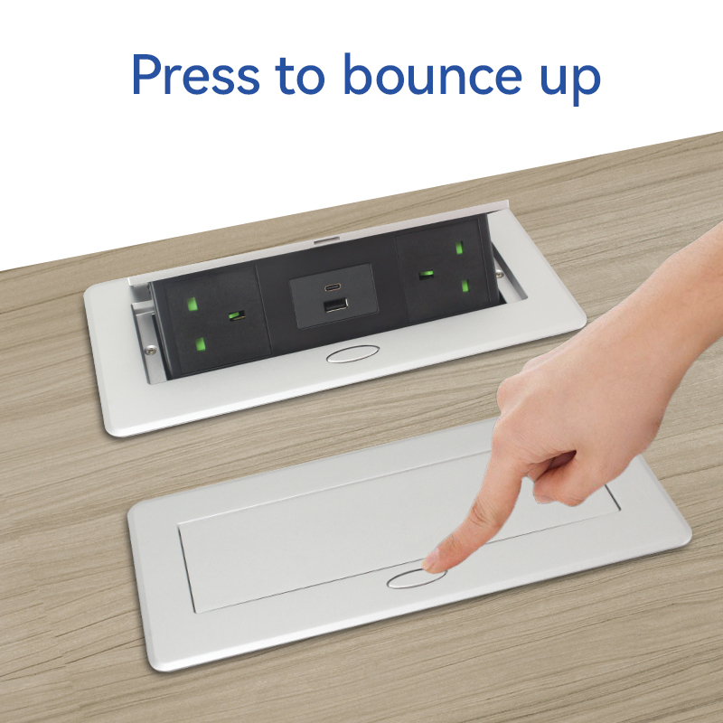 Table power outlet hidden socket box UKCA certi with 2 power outlets 20W USB charging