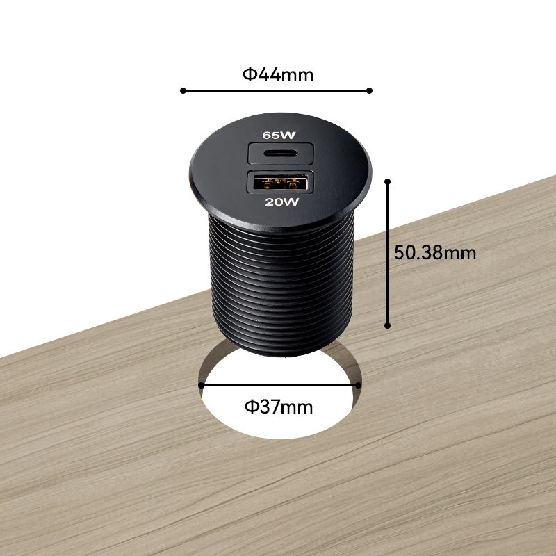 65W Recessed furniture Dual USB charger output alloy metal faceplate
