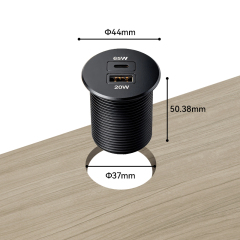 65W Recessed furniture Dual USB charger output alloy metal faceplate