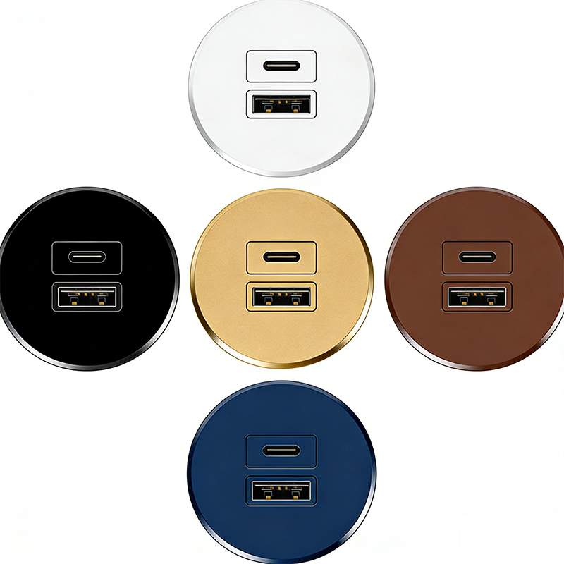 65W Recessed furniture Dual USB charger output alloy metal faceplate