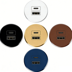 65W Recessed furniture Dual USB charger output alloy metal faceplate