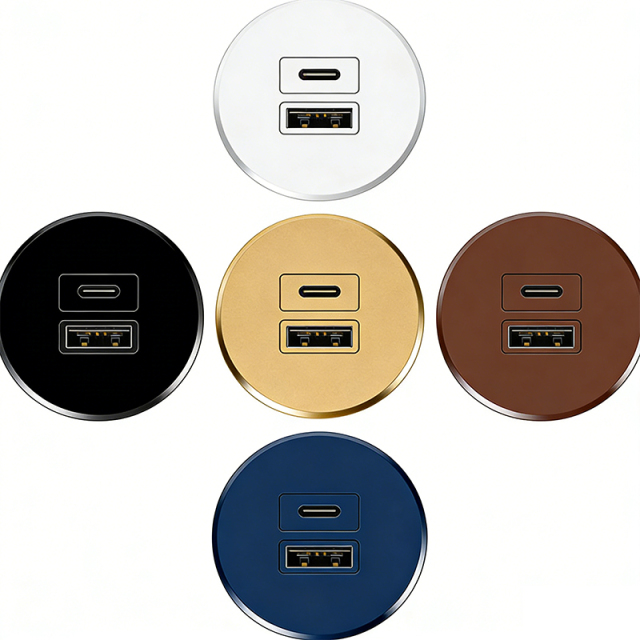 65W Recessed furniture Dual USB charger output alloy metal faceplate